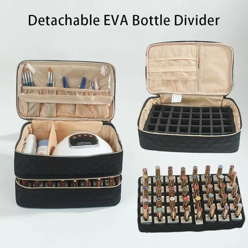 40 Grids Nail Polish Storage Bag Essential Oil Case Portable Cosmetic Large Handbag Organizer with Handle for Travel Nail salon