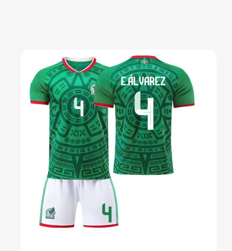 Kids' Mexico Football Jersey Set: Home No. 14 Hernandez & No. 22 Lozano.