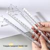 MUJI Style Transparent Triangular Ruler, 20cm. Ideal for Students, Exams, Office, and 3D Measuring.