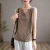 Women Vest Sleeveless Loose Pullover Soft Casual V Neck Solid Color