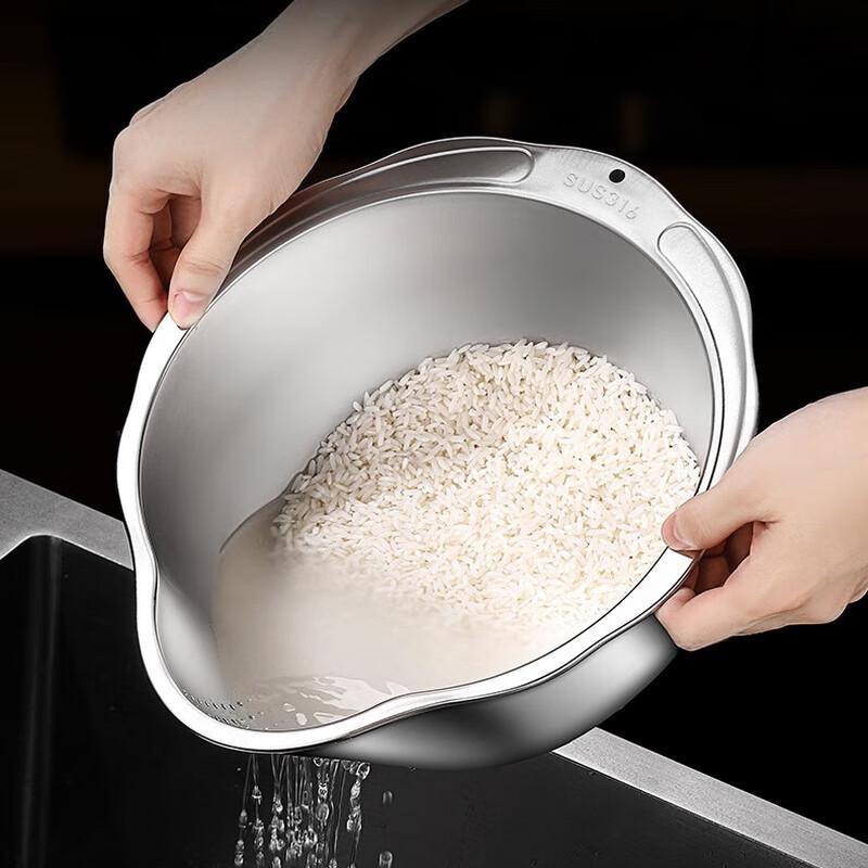 ZISIZ 316 Stainless Steel Rice Washing Sieve (Set of 2)