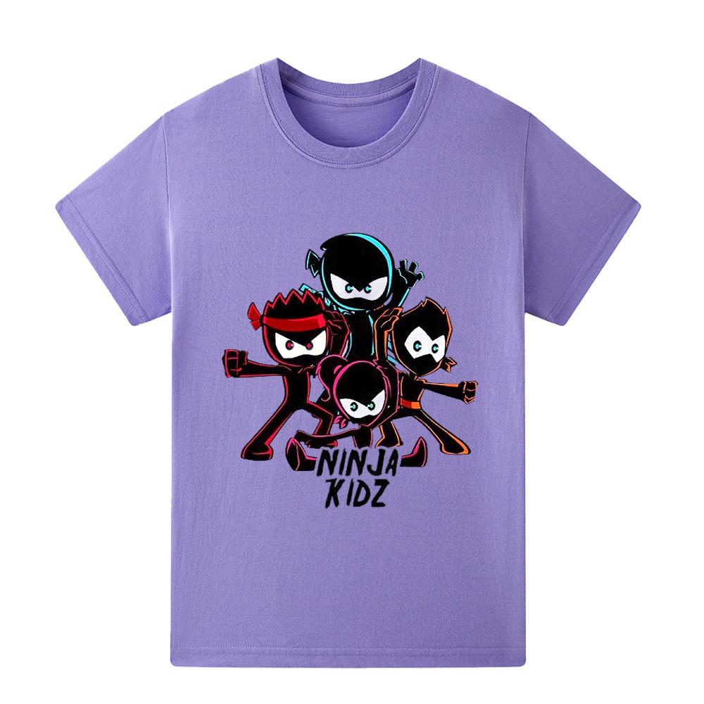 A1172 Kids Boys Girls NINJA KIDZ Cartoon Print Short Sleeves T-shirt