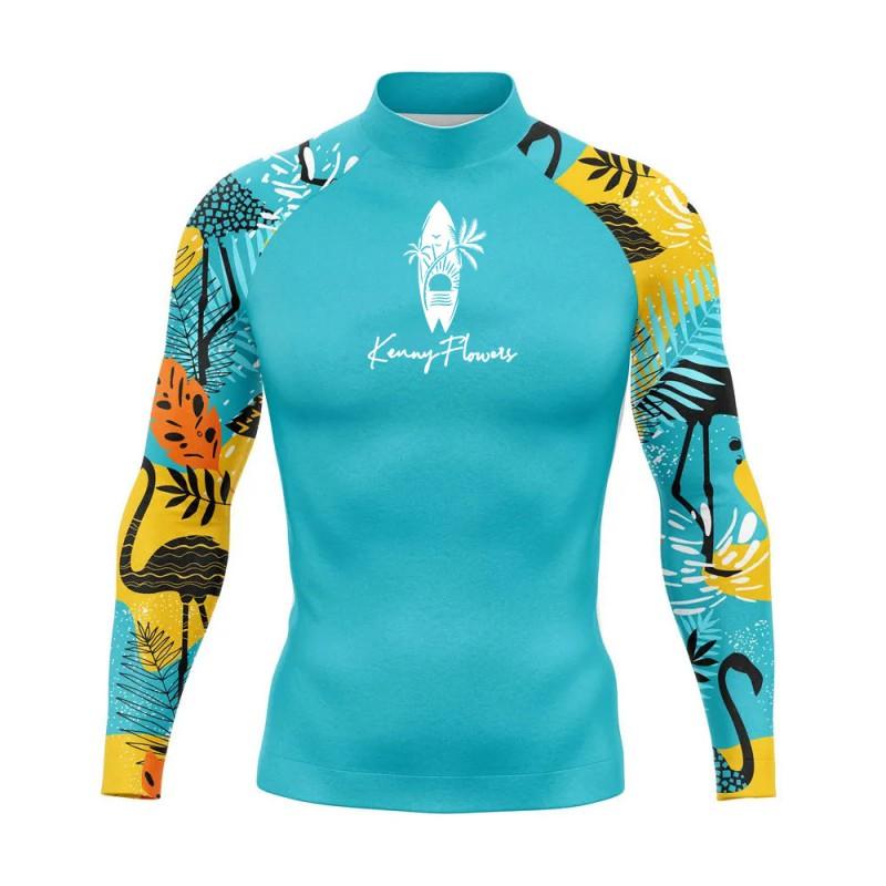 UPF50 Herren Langarm Rash Guard Schnelltrocknend Surferanzug UV-Schutz Schnorcheln Schwimmen