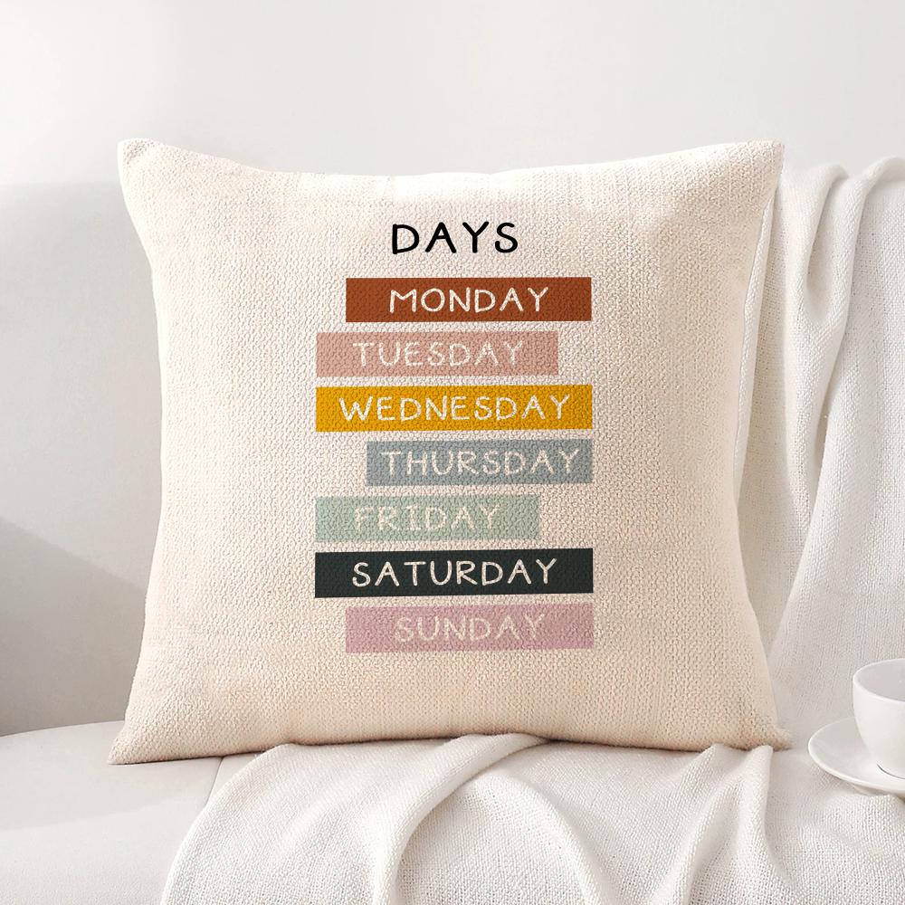 English Education Cushion Cover Natural Linen Organic Fabric DoubleSided Printing Sofa Home Decor Breathable Bed Pillow