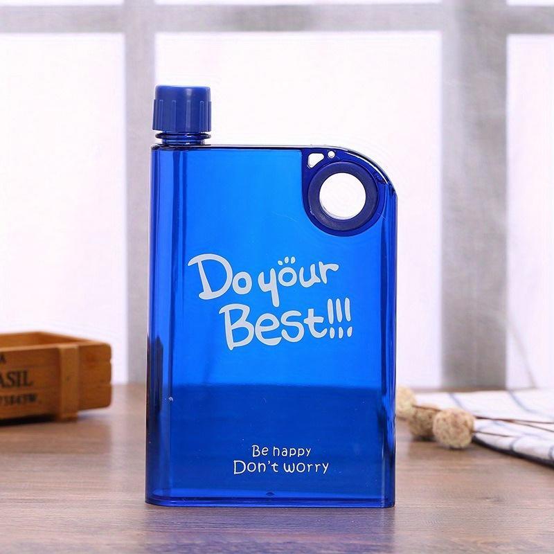 Bottiglia d'Acqua in Plastica Trasparente, Formato A5, Design Creativo, Design Piatto, Facile da Trasportare
