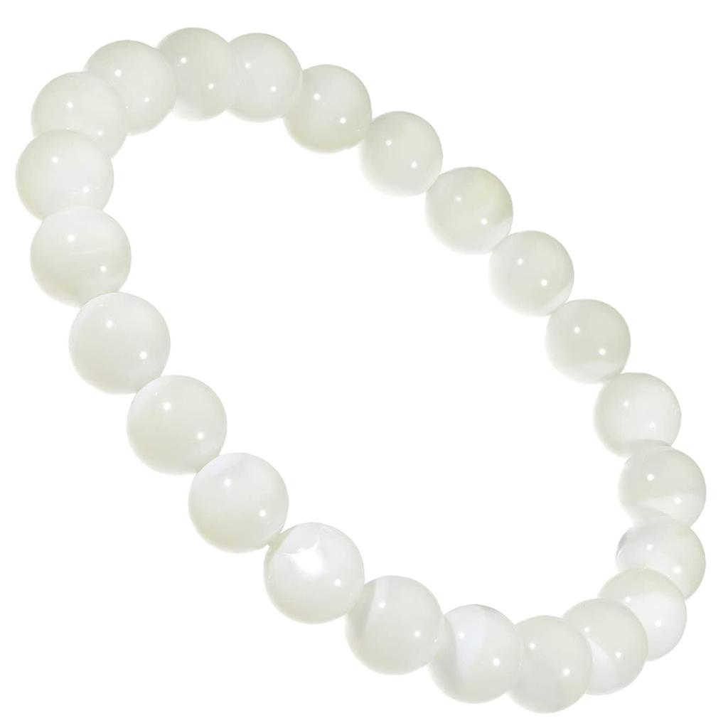 [Shinjuku Gin No Kura] Mother-of-Pearl Bracelet, White, 8mm, Approx. 16.0cm (Women's Size Small), Natural Stone, Power Stone, Bracelet, Prayer Beads,