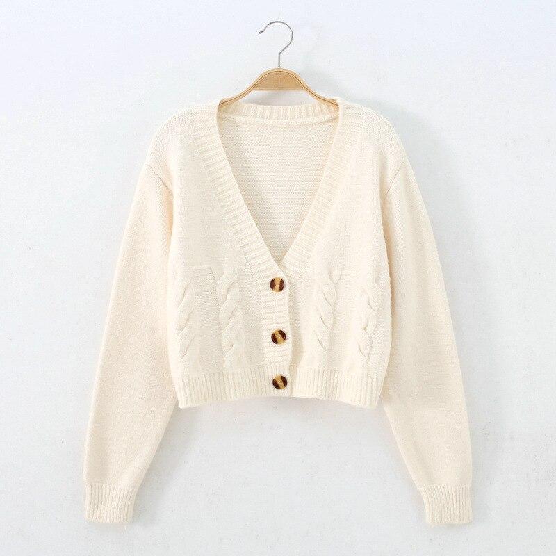 Kurze Stil High-taille Schlank Kunststoff Pullover Frauen 2021 Frühjahr Neue einreiher Strickjacke Twist Kleine Jacke