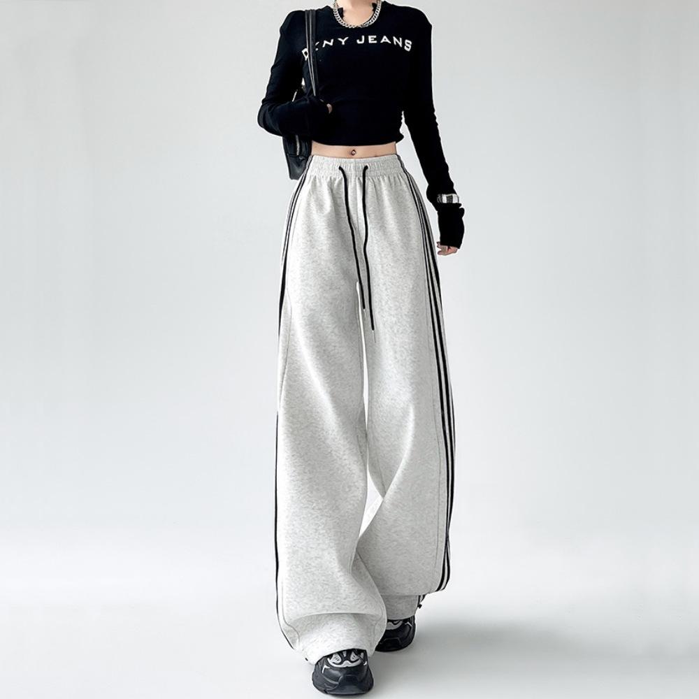 Loose and Thin, Drape Wide-leg Pants, Spring and Autumn New Drawstring Two-wear Sweatpants