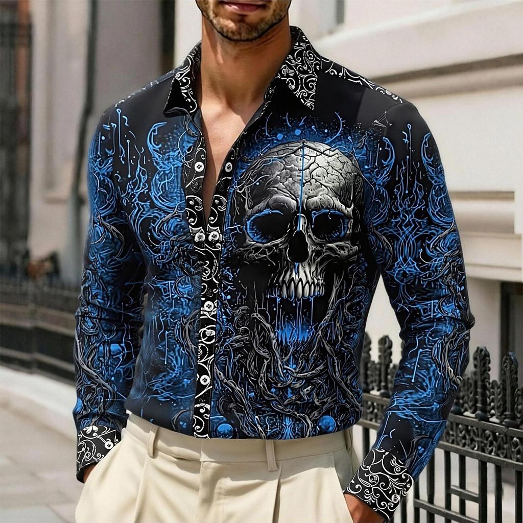 Men's Gothic Printed Long Sleeve Shirt