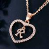 Heart Letters 26 Love Crystal Women Silver Plated Chain Jewelry Necklace