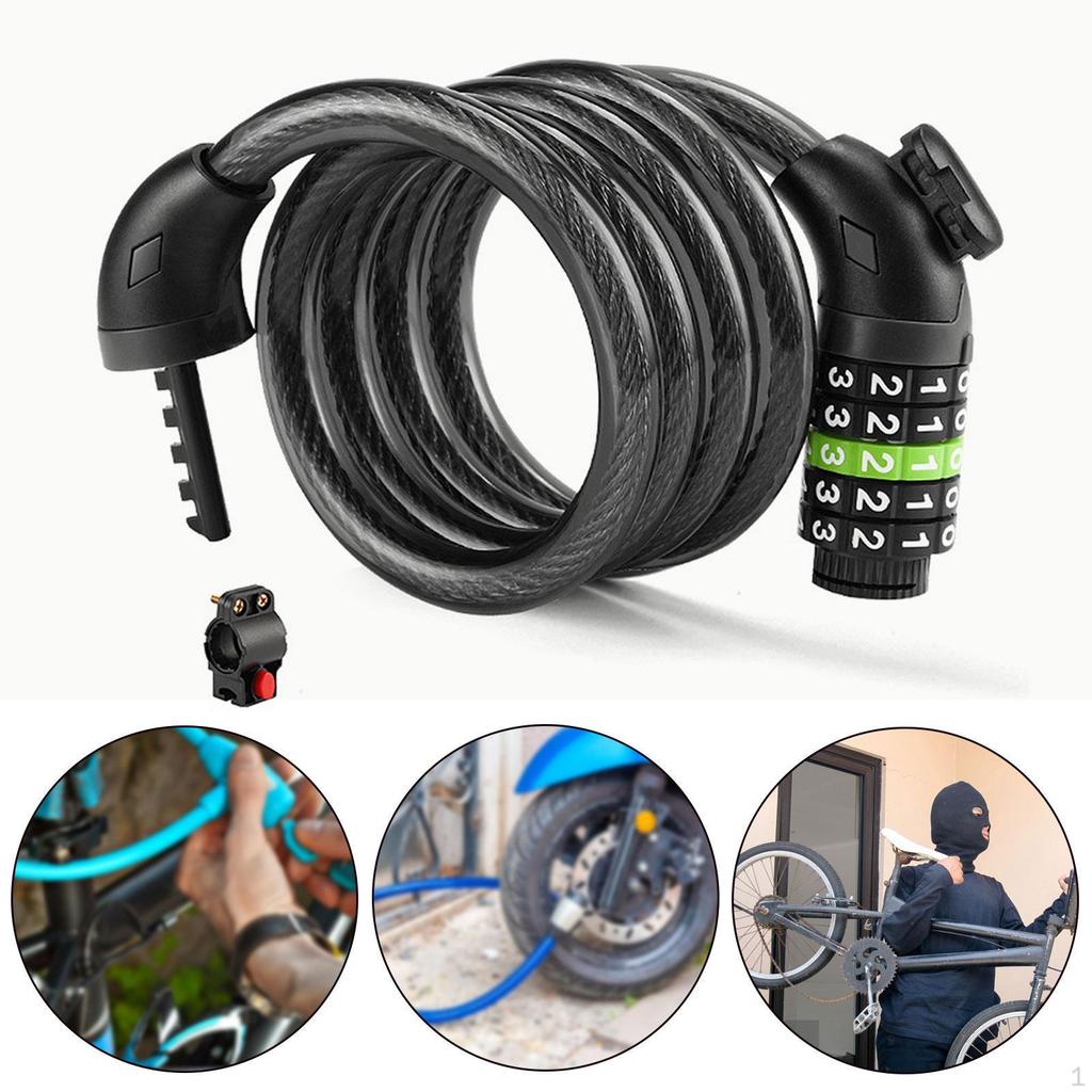 120cm 5 Digit Keyless Cable Lock Anti Theft Password for Sports Equipment Locker Bikes