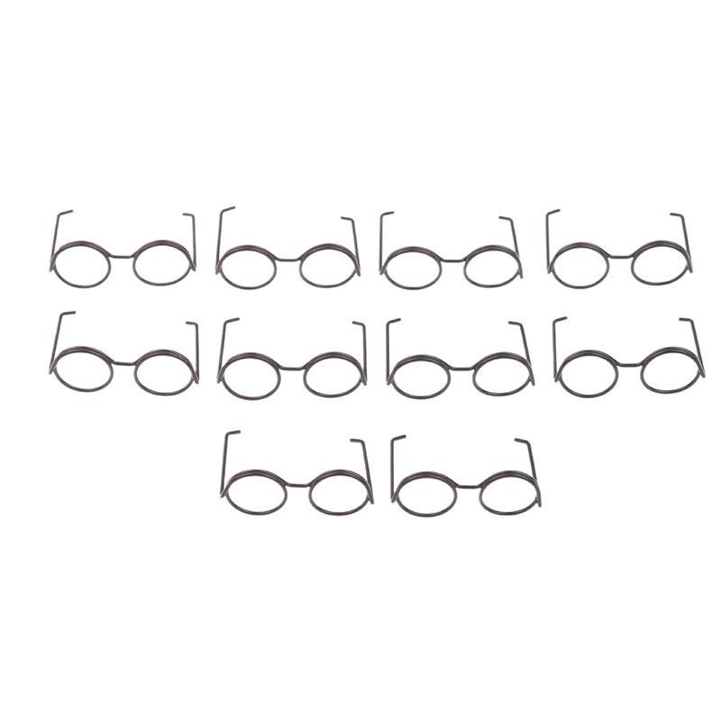 10Pcs Retro Mini Metal Round Doll Glasses Frame Lensless Miniature Eyewear Great For Plush Doll Decoration Accessories