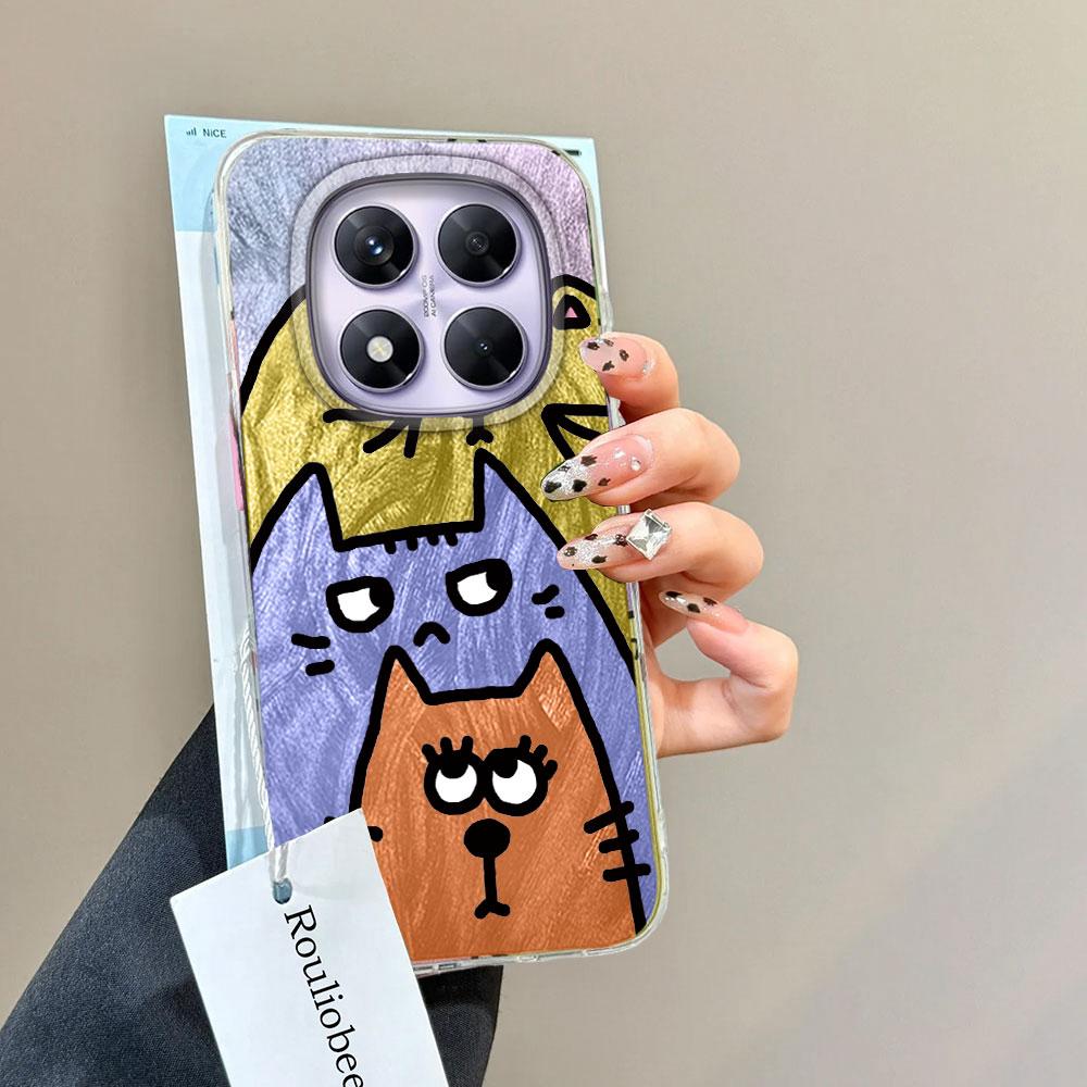 MultMultiple ones Gradient Colored Cat Phone Cases For Xiaomi Redmi Note 14 13 Pro 14C 13C A5 A3 14t Silicone Couple Funda Cover