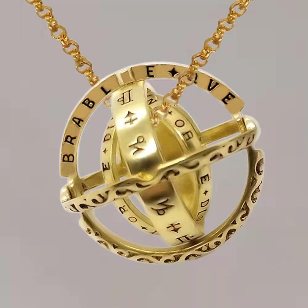 Anéis Astronômicos de Bola Vintage em Liga Metálica para Homens e Mulheres Anel Cósmico Rotativo Complexo Criativo Anel Rotativo Deformável Colar