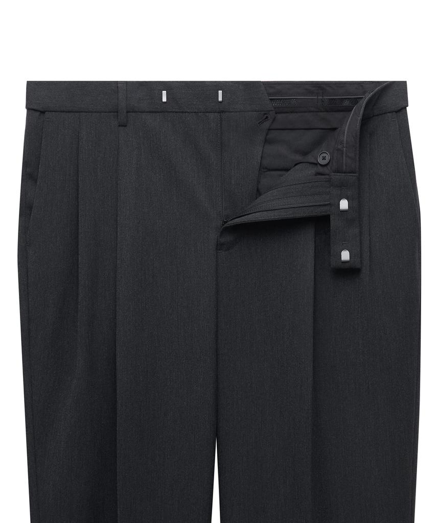 MUSINSA STANDARD Lightweight Real Wide Hidden Elastic Waist Slacks [Charcoal Gray]
