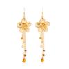 Gothic Flower Pendant Necklace Gold Flower Tassels Earrings New Y-shaped Chain Necklace  Jewelry