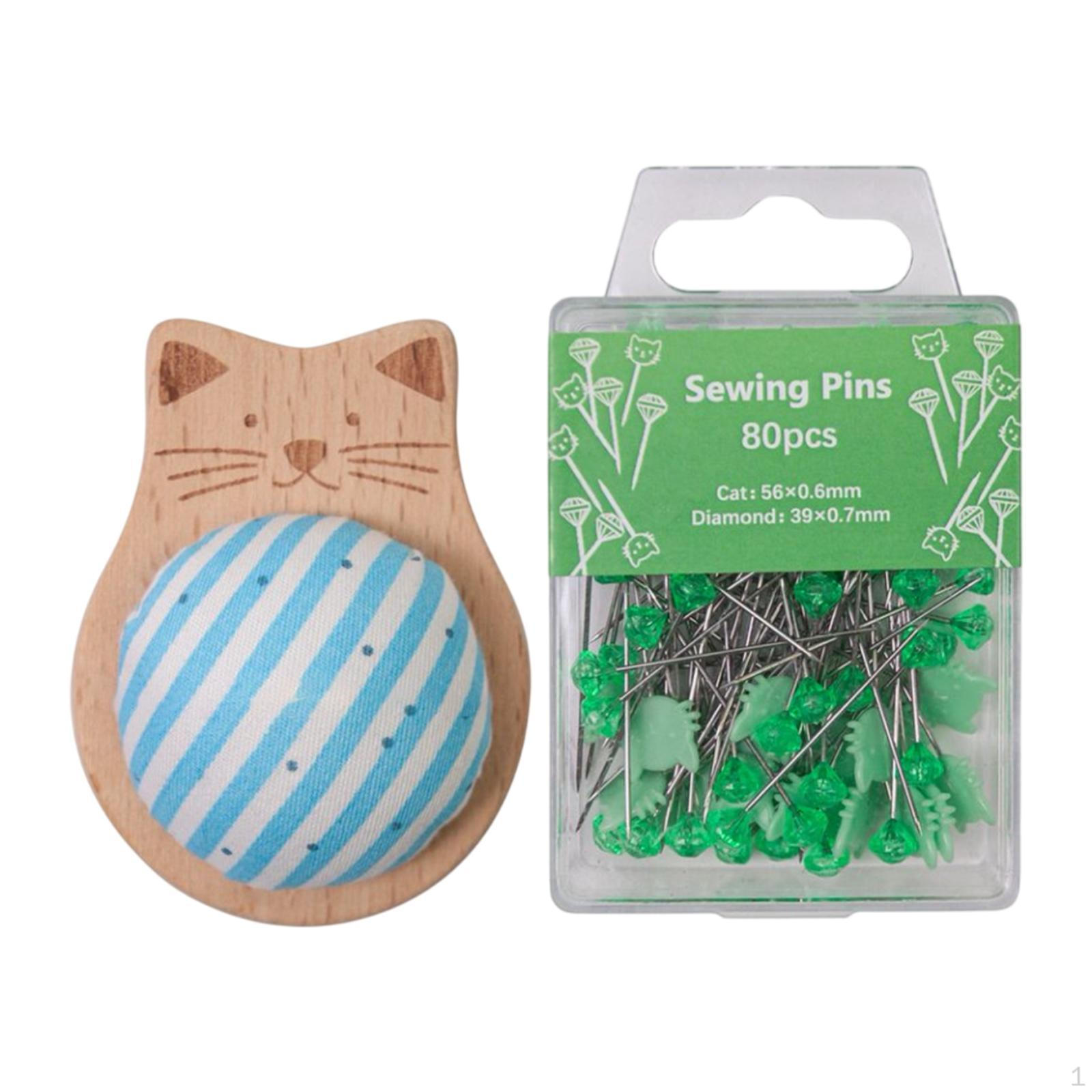 

Подушечка-держатель для булавок с 80 прямыми булавками Компактная игольница для шитья для DIY E