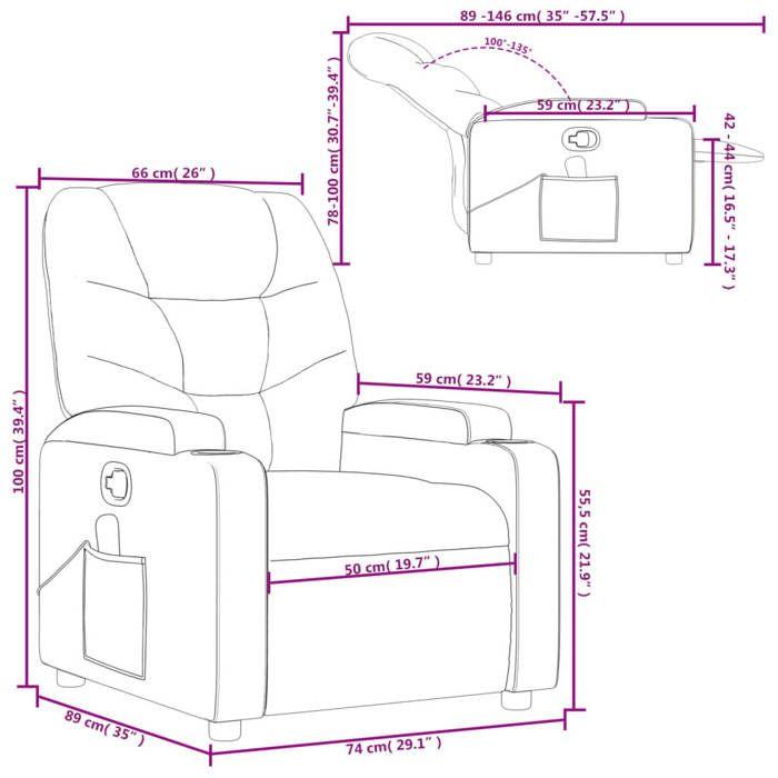 VidaXL Reclining Massage Armchair, Relaxation Chair with Cup Holders, Seat with Backrest and Armrests Living Room, 372453