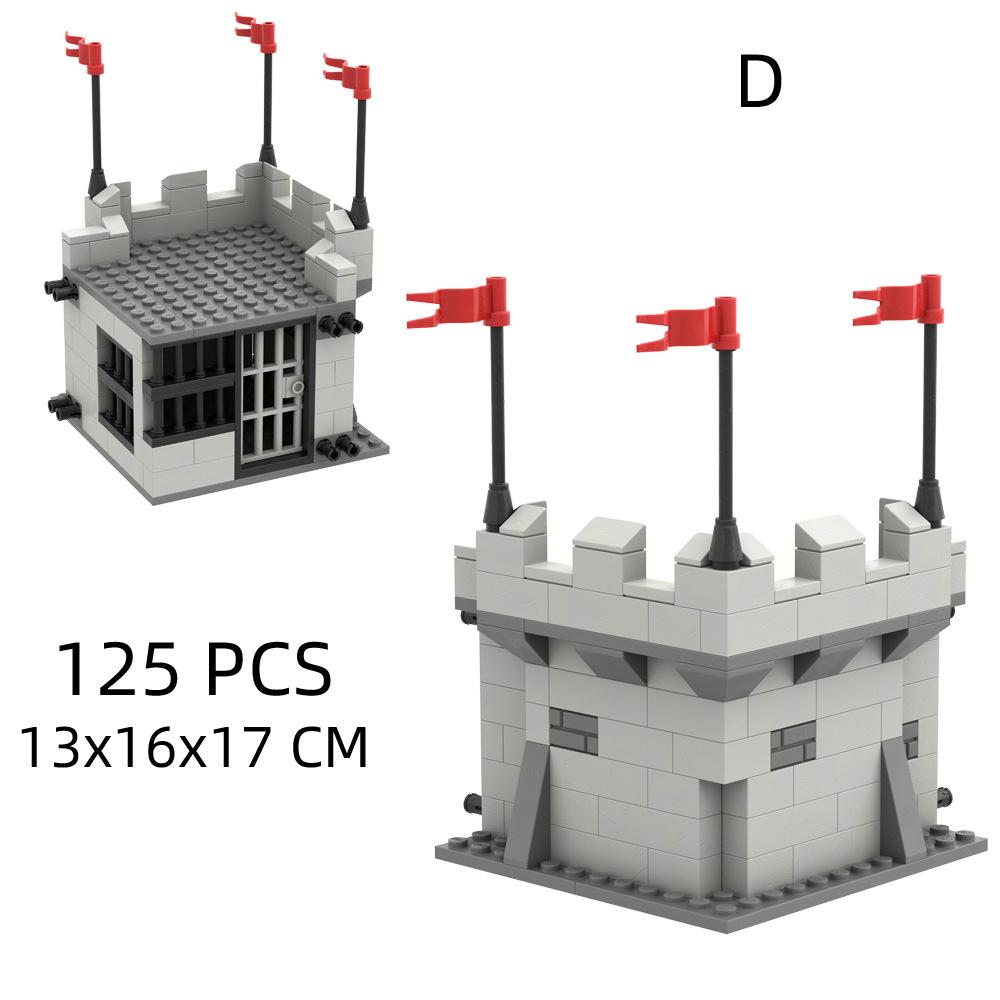 MOC Medieval Building Blocks Solider Figures Knights Gifts City Wall Castle Horse Shed Trial Platform Steel-Making Furnace