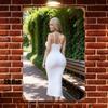 Metal Wall Art Poster, Female Silhouette White Dress, Living Room Home Decor
