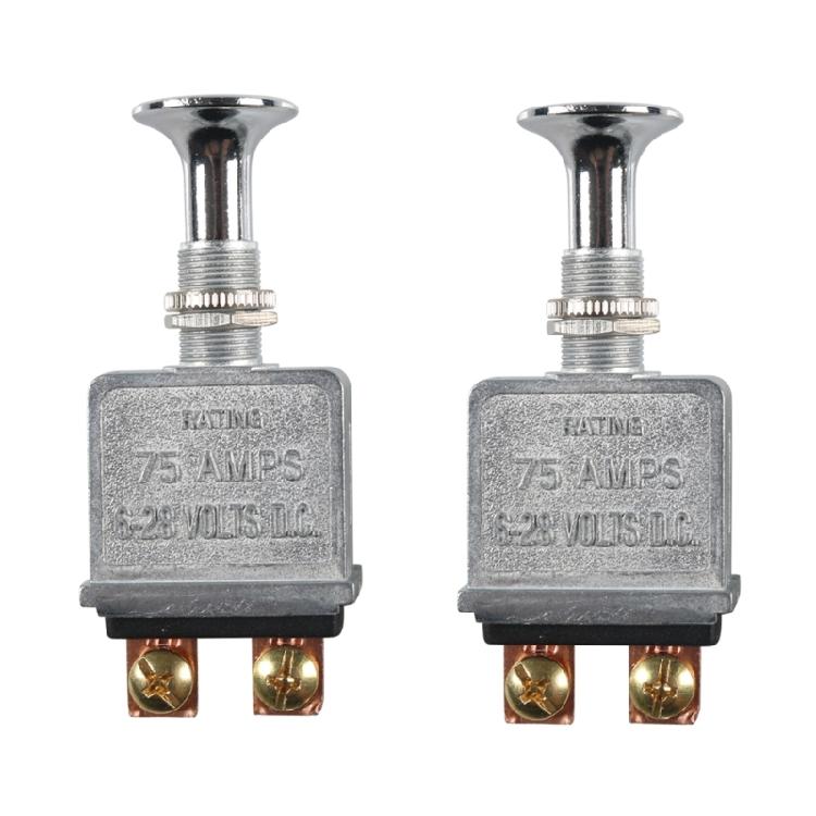 Zugschalter Ein/Aus 6-28V Hochbelastbarer Metall-Druck-Zug-Ein-Aus-Schalter 2 Klemmen für LKW/ Hot Rods/ Boot/ Rennwagen