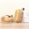 Natural Boar Bristle Body Brush With Bamboo Handle For Dry Skin Exfoliation Wet/Dry Shower Bath Brush