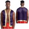 Mens Halloween Toad Vest Costumes Open Front Metallic Shiny Trim Contrast Waistcoat Cartoon Captain Cosplay for Party