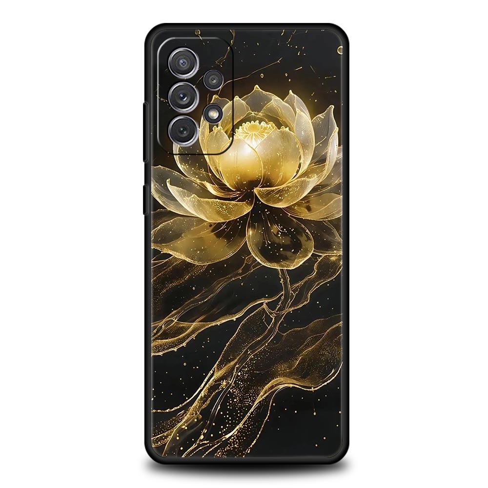 Phone Case For Samsung Galaxy A17 A15 A13 A51 A71 A41 A31 A21S A07 A03S A05 A35 A55 A23 A25 A33 A53 A73 5G Cover Lotus Pattern