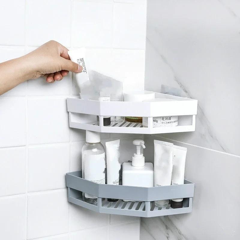 Bathroom Shelf Punch-free Wall Mounted Shampoo Storage Rack for Holder Square Aluminum Bath Organizer Accessories