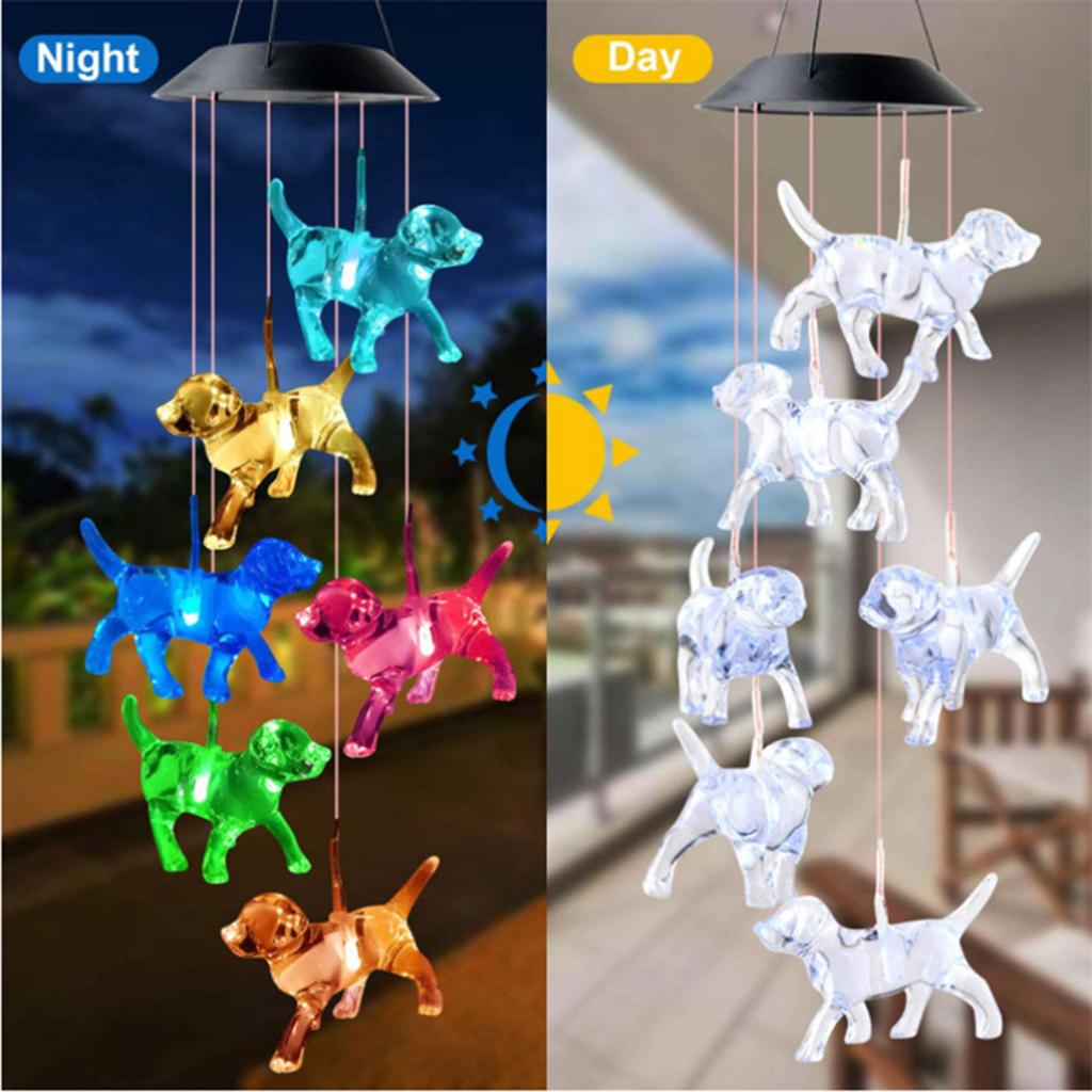 LED Solar Wind Chime Butterfly Crystal Windchime Hummingbird Color Changing Waterproof Outdoor Windchimes for Garden Decoration