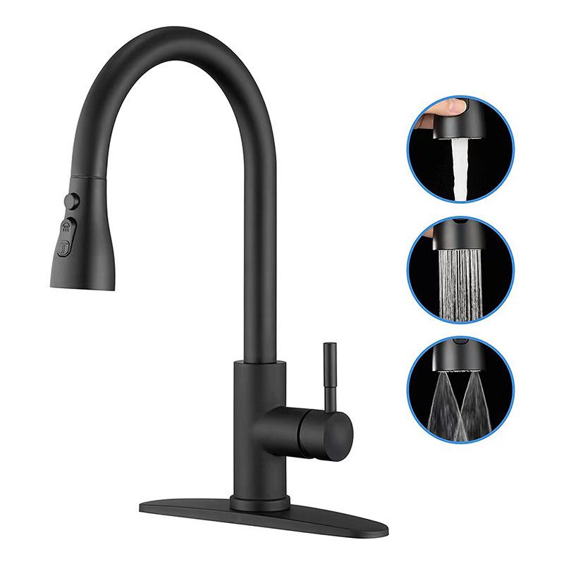 304 Stainless Steel Pull-Out Kitchen Faucet with Splash-Proof, Hot & Cold Features and Vegetable Washing Basin.