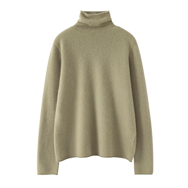 Stacked Collar Curled Cashmere Sweater for Women In Autumn and Winter 100 Pure Cashmere Comfortable Fit Pullover Sweater Seamless Integrated Sweater