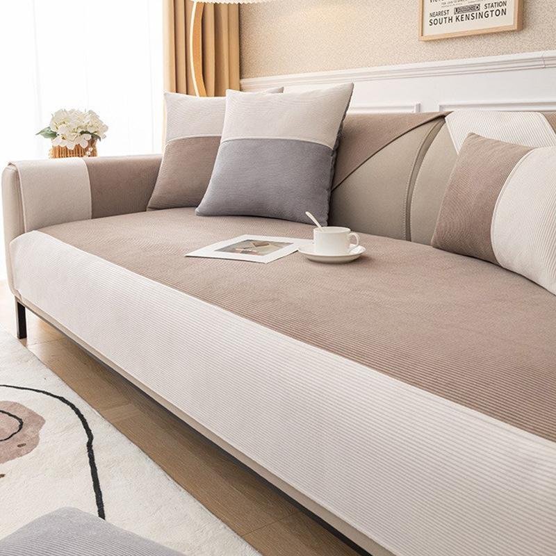 Solid Color Sofa Cushion Four Seasons Universal Non-Slip Simple Modern Winter Corduroy Seat Cover Cover Cloth
