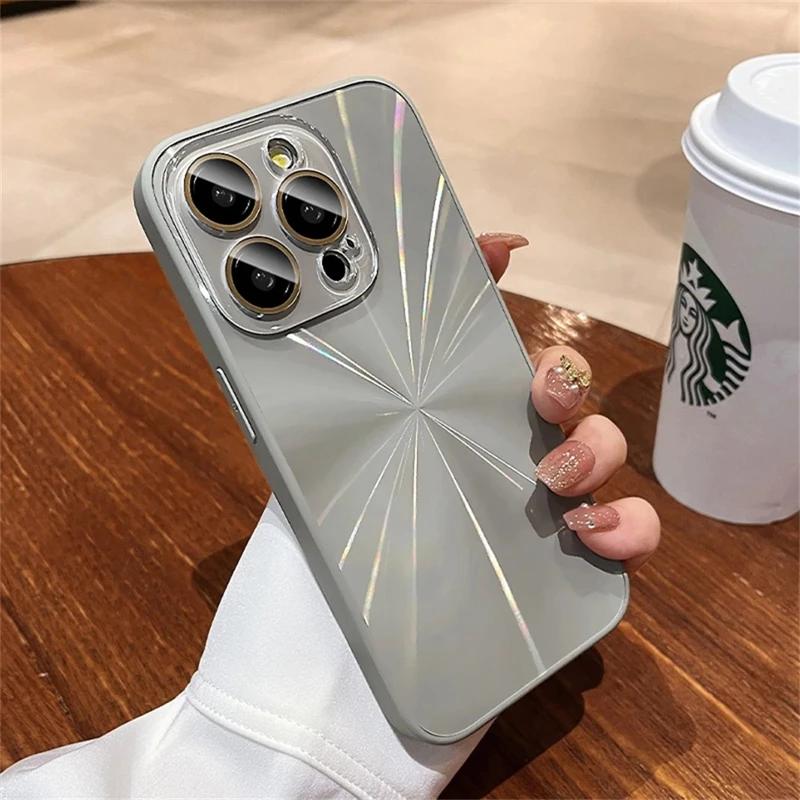 

Роскошный чехол для телефона с лазерным узором для iPhone 16 13 12 11 15 Pro Max, противоударный бампер, чехол For iPhone 16promax серый