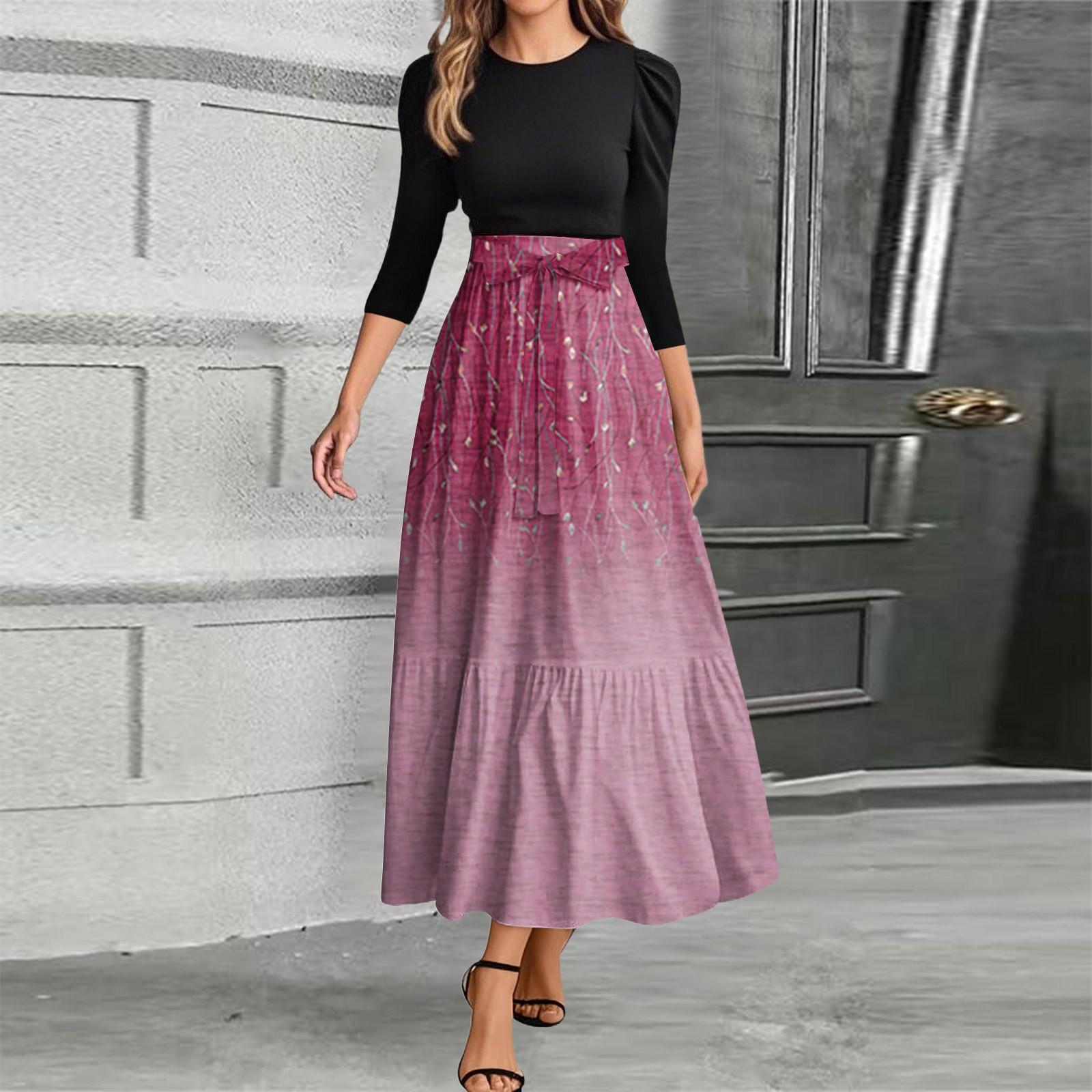 

Женское модное повседневное платье с поясом и круглым вырезом, цветочной вышивкой, элегантное, темпераментное, с рукавами три четверти XXL красный