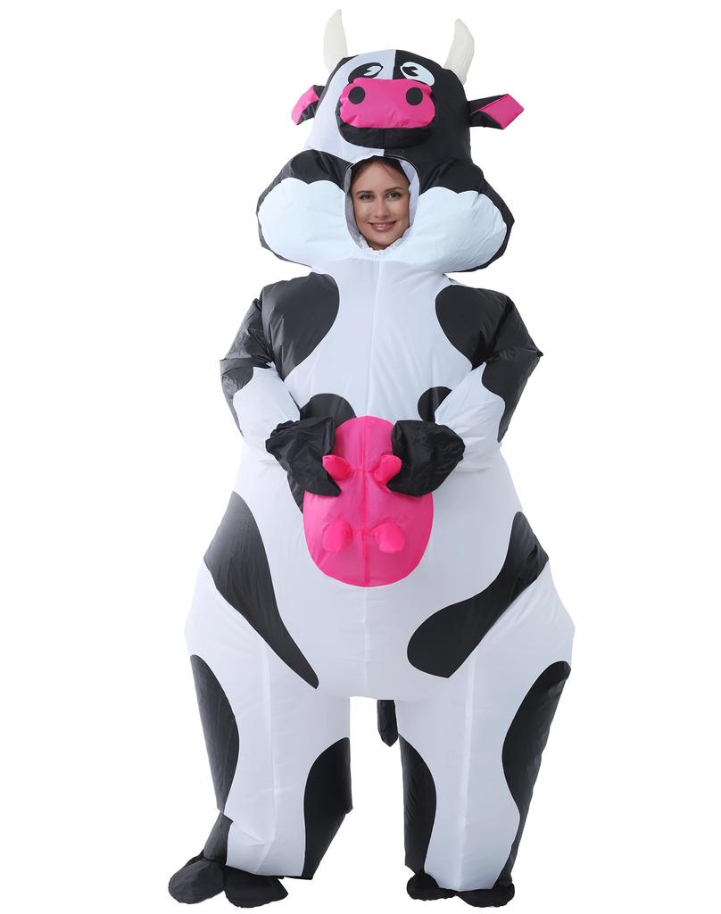 JOYBRO Inflatable Dairy Cow Costume for Adults Funny Animal Costume Perfect for and Christmas One Size Fits Most Halloween, Cosplay, Parties,