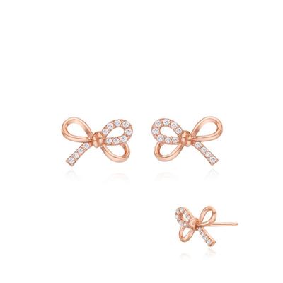 Silver Ribbon Cubic Earrings Sc24B13T