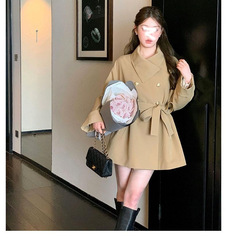Rich Girl High-End Tie Waist Mid-Length Trench Coat for Women