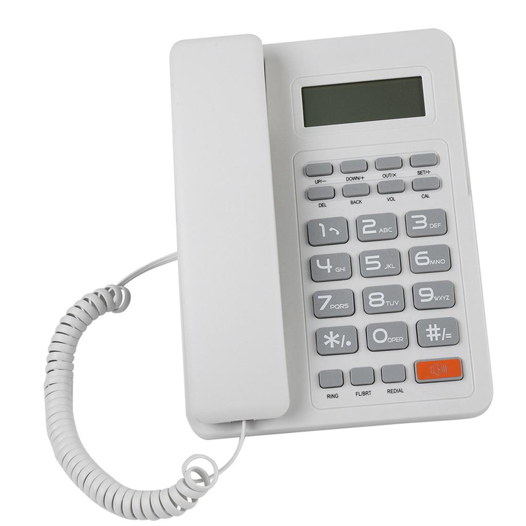Home Hotel Wired Corded Desktop Phone Office Landline Telephone DTMF FSK English Display White