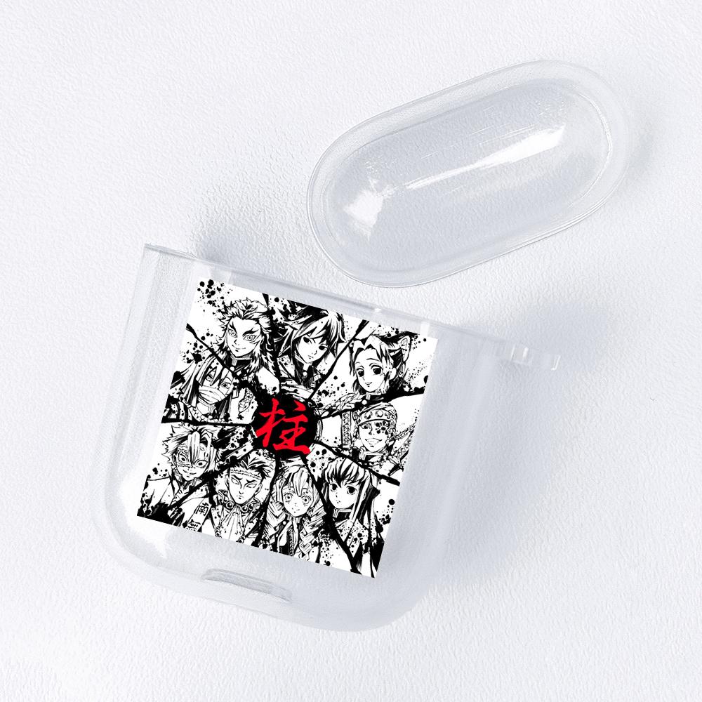 Demon Slayer Nezuko Zenitsu Tanjirou Transparent Airpods-veske for Funda Airpods 2/1-deksel Kimetsu No Yaiba Soft TPU-veske Coque