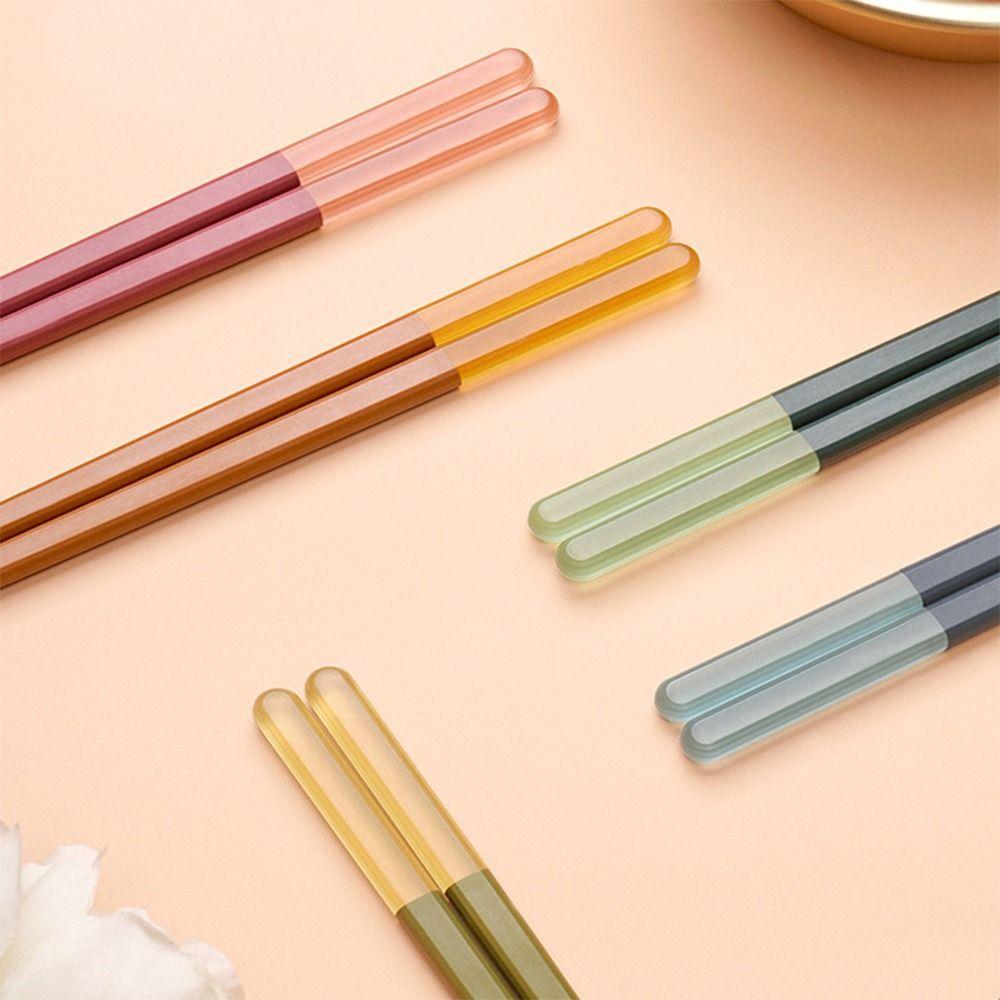 5 Pairs New Multicolor Chopsticks 9.5 Inch/24cm Plastic Alloy Chop Sticks Durable Non-Slip Chopsticks Reusable Restaurant