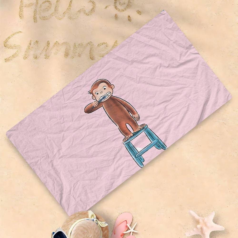 MONKEY CARTOON C-Curious GeorgeS Bath Towel Microfiber Soft Water Absorbing Breathable For Girl Kids Decorative Beach Towel