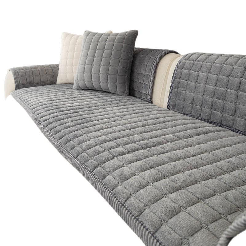 Thickened Non-slip Flannel Sofa Mat & Plush Seat Cushion for Autumn and Winter