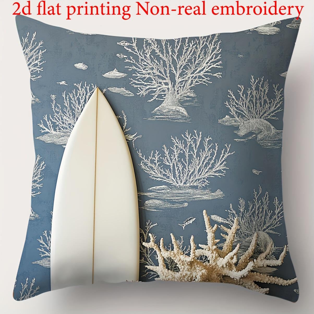 

Ocean-themed 2d flat printing pillows Non-real embroidery Polyester pillowcase, sofa decorative cushion cov Headboard Pillow 45x45cm
