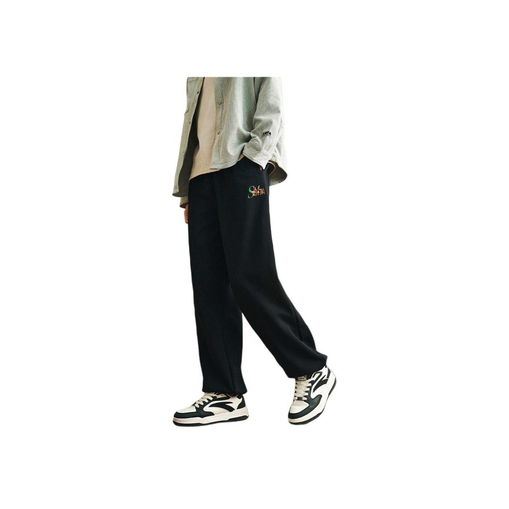 Anta Comfortable Casual Simple Loose Fit Knitted Sports Pants Men bottoms Basic-Black 972511302-3