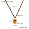 Maillard Oval Tijgeroog Hanger Temperament Titanium Staal Ketting Vintage Kralenketting Set Vrouwelijk