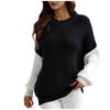 Damen Rundhals-Farbblock-Patchwork-Langarm-Strickpullover