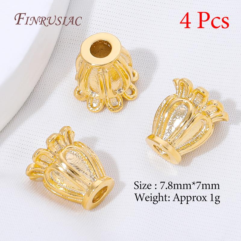 Multiple Styles 18K Gold Plated Beads Caps For Jewelry Making,Brass Flowers Caps For Bracelets DIY Accessories,Tassel End Cap