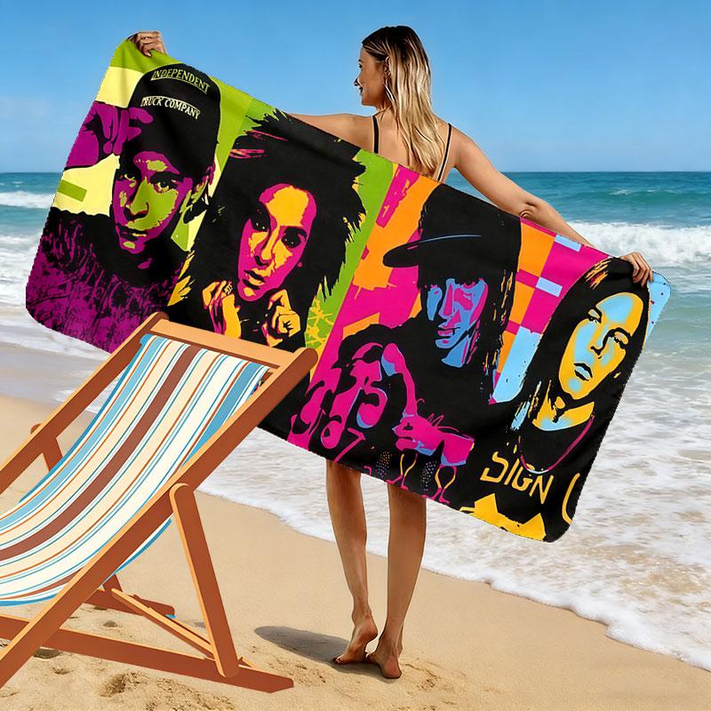 Tokio Hotel Print Beach Towel, Large Soft Quick Dry Towel for Beach Camping Swimming