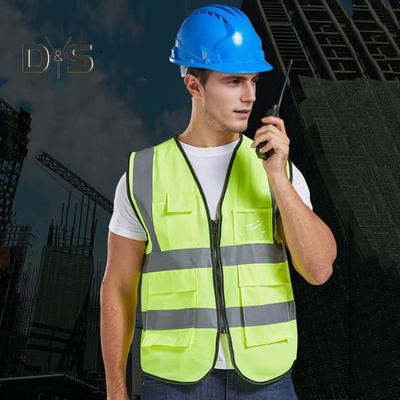 Work Waistcoat Men Women Reflective Vest V-Neck Sleeveless Zipper Placket Breathable Night Safety Vest